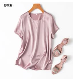 Tajiyane Women 100% Mulberry Silk 19 Momme half sleeve Round Neck Top Shirt Blouse T-shirt More Colors women's tops ropa mujer