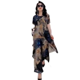 Large-size Silk Wide-Leg Pants Suit Women's Spring/Summer 2026 New Exotic Mmulberry Silk Fashion Temperament Slim Two-Piece Suit