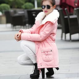 Women Winter Jacket Thicken Hooded Long Down Jacket Women Coat Slim Fit Hair Collar Cotton-Padded Clothes Coat Women Down Coats