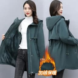 New Female Parka 2026 Winter New Korean Plush Thicken Women's Cotton Jacket Ladies Warm Hooded Coat Mid Length Casual Overcoat
