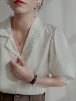 ZOKI Chiffon Women Shirts Designed Summer Puff Sleeve V Neck White OL Vintage Tops Button Up Casual Slim Female Blouse New