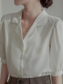 ZOKI Chiffon Women Shirts Designed Summer Puff Sleeve V Neck White OL Vintage Tops Button Up Casual Slim Female Blouse New