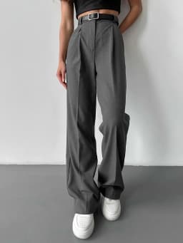 Bornladies Autumn Office Ladies Trousers Women High Waist Pants Pockets Female Summer Pleated Wide Leg Solid OL Pants Women