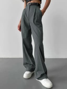 Bornladies Autumn Office Ladies Trousers Women High Waist Pants Pockets Female Summer Pleated Wide Leg Solid OL Pants Women
