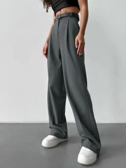 Bornladies Autumn Office Ladies Trousers Women High Waist Pants Pockets Female Summer Pleated Wide Leg Solid OL Pants Women