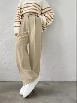 Bornladies Autumn Office Ladies Trousers Women High Waist Pants Pockets Female Summer Pleated Wide Leg Solid OL Pants Women