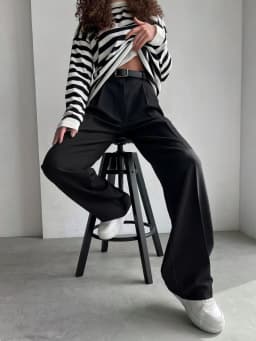 Bornladies Autumn Office Ladies Trousers Women High Waist Pants Pockets Female Summer Pleated Wide Leg Solid OL Pants Women