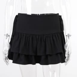 FICHOR Streetwear Mall Goth Skirt Women Harajuku Y2k E-girl High Waist Bandage Mini Skirt Dark Gothic Punk Emo Alt Club Wear