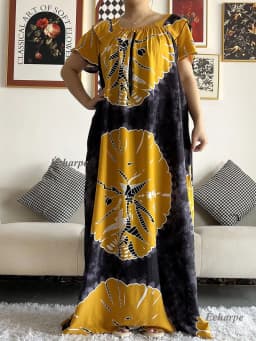2026 African Dashiki Dress Kaftan Abaya Cotton Boat-neck Floral Dress Printed Short Sleeve Loose Women Casual Dress with Scarf