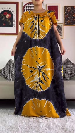 2026 African Dashiki Dress Kaftan Abaya Cotton Boat-neck Floral Dress Printed Short Sleeve Loose Women Casual Dress with Scarf