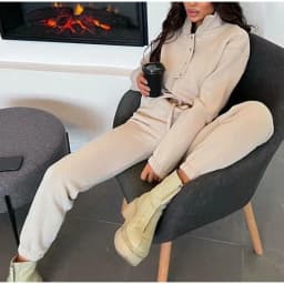 Casual Stand Collar Jumpsuits Women Autumn Winter Zipper One Piece Long Sleeve Outfit Solid Loose Drawstring Rompers Tracksuits