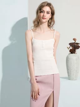 SuyaDream Women Silk Camisole 30%Silk 70%Cotton Knitted Natural Chic Camis 2025 Spring Summer Solid T Shirts White