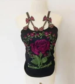 Summer Women Bead Work Camis Femme Padded Camisole Lady Sexy Bling Bling Gemstones bow knot Camis Tops