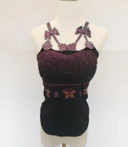 Summer Women Bead Work Camis Femme Padded Camisole Lady Sexy Bling Bling Gemstones bow knot Camis Tops