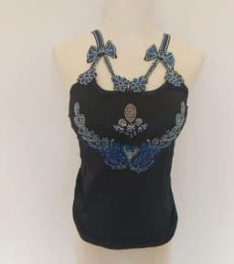 Summer Women Bead Work Camis Femme Padded Camisole Lady Sexy Bling Bling Gemstones bow knot Camis Tops