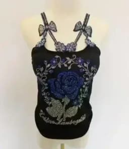Summer Women Bead Work Camis Femme Padded Camisole Lady Sexy Bling Bling Gemstones bow knot Camis Tops