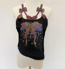 Summer Women Bead Work Camis Femme Padded Camisole Lady Sexy Bling Bling Gemstones bow knot Camis Tops