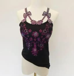 Summer Women Bead Work Camis Femme Padded Camisole Lady Sexy Bling Bling Gemstones bow knot Camis Tops