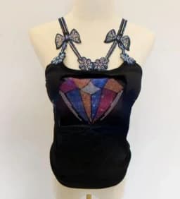 Summer Women Bead Work Camis Femme Padded Camisole Lady Sexy Bling Bling Gemstones bow knot Camis Tops