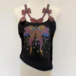 Summer Women Bead Work Camis Femme Padded Camisole Lady Sexy Bling Bling Gemstones bow knot Camis Tops