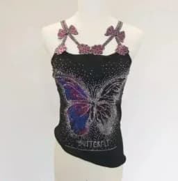 Summer Women Bead Work Camis Femme Padded Camisole Lady Sexy Bling Bling Gemstones bow knot Camis Tops