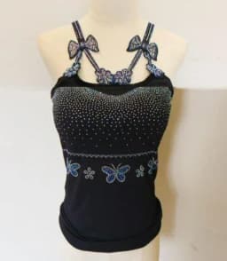 Summer Women Bead Work Camis Femme Padded Camisole Lady Sexy Bling Bling Gemstones bow knot Camis Tops