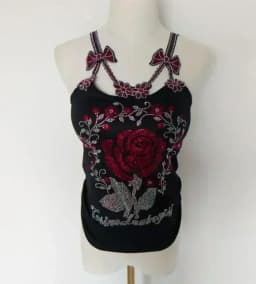 Summer Women Bead Work Camis Femme Padded Camisole Lady Sexy Bling Bling Gemstones bow knot Camis Tops