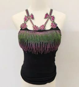 Summer Women Bead Work Camis Femme Padded Camisole Lady Sexy Bling Bling Gemstones bow knot Camis Tops