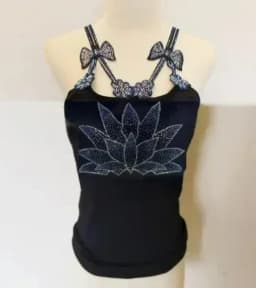 Summer Women Bead Work Camis Femme Padded Camisole Lady Sexy Bling Bling Gemstones bow knot Camis Tops