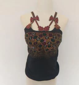 Summer Women Bead Work Camis Femme Padded Camisole Lady Sexy Bling Bling Gemstones bow knot Camis Tops