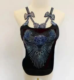 Summer Women Bead Work Camis Femme Padded Camisole Lady Sexy Bling Bling Gemstones bow knot Camis Tops