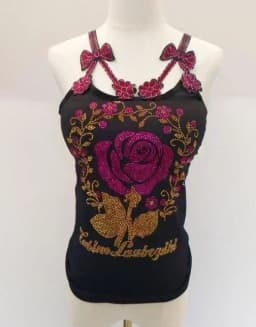 Summer Women Bead Work Camis Femme Padded Camisole Lady Sexy Bling Bling Gemstones bow knot Camis Tops