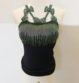 Summer Women Bead Work Camis Femme Padded Camisole Lady Sexy Bling Bling Gemstones bow knot Camis Tops