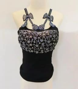 Summer Women Bead Work Camis Femme Padded Camisole Lady Sexy Bling Bling Gemstones bow knot Camis Tops