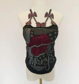 Summer Women Bead Work Camis Femme Padded Camisole Lady Sexy Bling Bling Gemstones bow knot Camis Tops