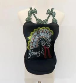 Summer Women Bead Work Camis Femme Padded Camisole Lady Sexy Bling Bling Gemstones bow knot Camis Tops