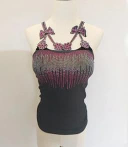 Summer Women Bead Work Camis Femme Padded Camisole Lady Sexy Bling Bling Gemstones bow knot Camis Tops