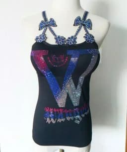 Summer Women Bead Work Camis Femme Padded Camisole Lady Sexy Bling Bling Gemstones bow knot Camis Tops