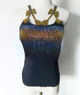Summer Women Bead Work Camis Femme Padded Camisole Lady Sexy Bling Bling Gemstones bow knot Camis Tops