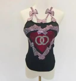 Summer Women Bead Work Camis Femme Padded Camisole Lady Sexy Bling Bling Gemstones bow knot Camis Tops