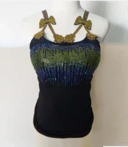 Summer Women Bead Work Camis Femme Padded Camisole Lady Sexy Bling Bling Gemstones bow knot Camis Tops