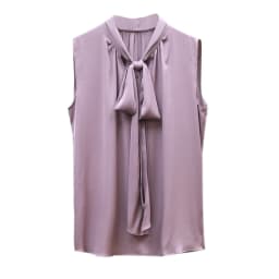 Fashion Ice Silk Top Pink Acetate Satin Shirts Plus Size Blusas Mujer De Verano Lace Up Bow Tie Sexy Elegant Chiffon Blouse