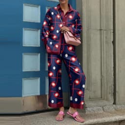 New Streetwear Women Trousers Suit 2025 Spring Autumn Vintage Two Pieces Set Elegant Female Long Sleeve Printed Loose Tracksuit