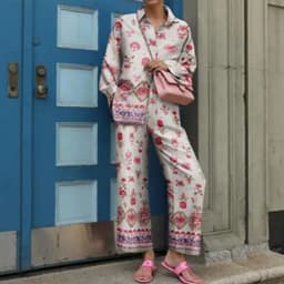 New Streetwear Women Trousers Suit 2025 Spring Autumn Vintage Two Pieces Set Elegant Female Long Sleeve Printed Loose Tracksuit