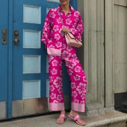 New Streetwear Women Trousers Suit 2025 Spring Autumn Vintage Two Pieces Set Elegant Female Long Sleeve Printed Loose Tracksuit