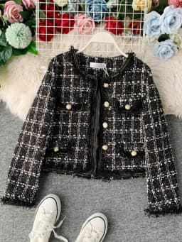 New Autumn Winter Vintage Tweed Jacket Coat Women Small Fragrance Patchwork Korean Woollen Cropped Coats Elegant Short Outerwear