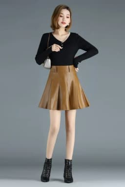 Woman Skirts Elegant Plus Size New Fashion Korean Style Genuine Real Leather Skirts High Waist Mini Skirt Womens Sexy Skirt