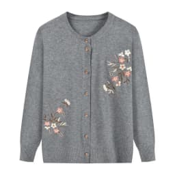 Spring Autumn Thin Knit Cardigan Jackets Grandma Embroidered Long Sleeve Sweater Outerwear Plus Size Short All-match Women's Top