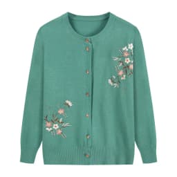 Spring Autumn Thin Knit Cardigan Jackets Grandma Embroidered Long Sleeve Sweater Outerwear Plus Size Short All-match Women's Top