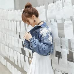 Denim Jacket Women Spring Autumn Korean Three-Dimensional Flower Embroidery Chain Tassel Loose Bat Sleeve Jeans Jackets Short F